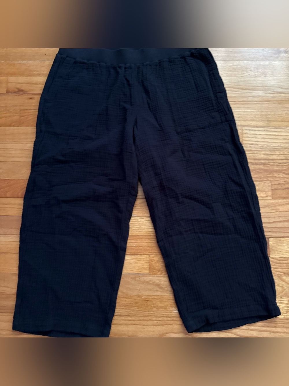 J.Jill Pure Jill 100% Cotton Gauze Crop Pants Navy Blue Wide Leg Pull-On XL NWT